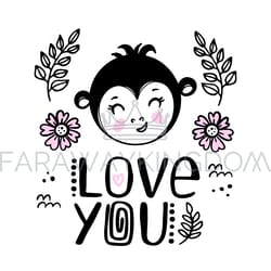 love me monkey baby cartoon clip art vector illustration set