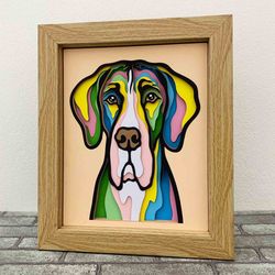 Dog 3D Layered SVG For Cardstock/ Colorful Great Dane Multilayer SVG/ Dog Mandala Pop Art/ 3D Dog Papercraft SVG