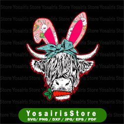 easter heifers, easter bunny cow, bunny heifer bandana, happy easter day, easter wester, cowgirl gift digital png