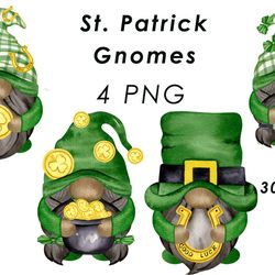 04 files of st.patrick gnomes png clipart patrick characters sublimation bundle