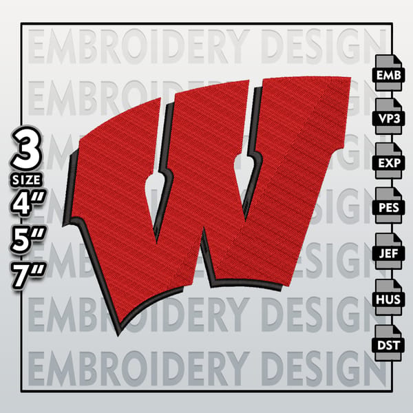 Wisconsin Badgers Embroidery Files, NCAA Logo Embroidery Des - Inspire ...