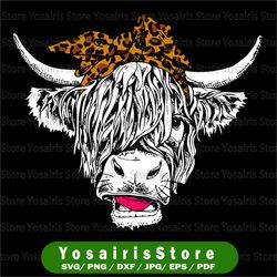 heifer sublimation design with  headand png, cool animal sublimation design download, highland cow sublimation design