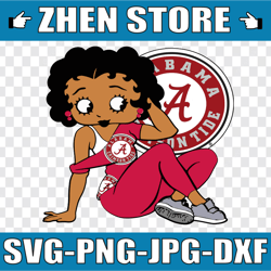 betty boop with alabama crimson tide png file, ncaa png, sublimation ready, png files for sublimation