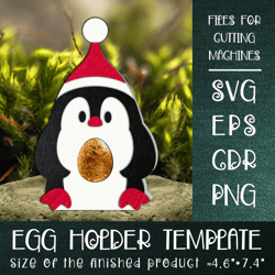 Penguin Christmas Chocolate Egg Holder Template SVG