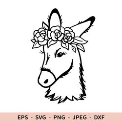 Donkey Svg Floral Donkey File for Cricut Farm Animal  Silhouette Dxf