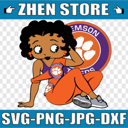 betty boop with clemson tigers png file, ncaa png, sublimation ready, png files for sublimation,printing dtg printing -