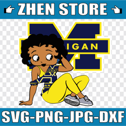 betty boop with michigan wolverines png file, ncaa png, sublimation ready, png files for sublimation