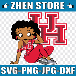 betty boop with houston cougars png file, ncaa png, sublimation ready, png files for sublimation,printing dtg printing