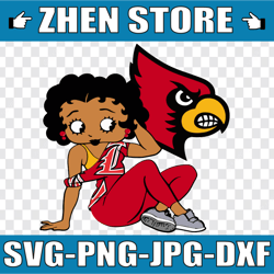 betty boop with louisville cardinals png file, ncaa png, sublimation ready, png files for sublimation,printing dtg print