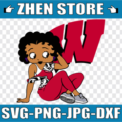 betty boop with wisconsin badgers png file, ncaa png, sublimation ready, png files for sublimation,printing dtg printing
