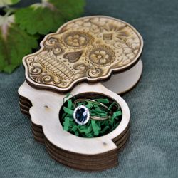 Unique Jewelry Ring Box "sugar Skull 1". Ready Cdr, Dxf, Ai, Eps, Svg Laser Cut Files. undefined Cutting Plan For Laser Machines