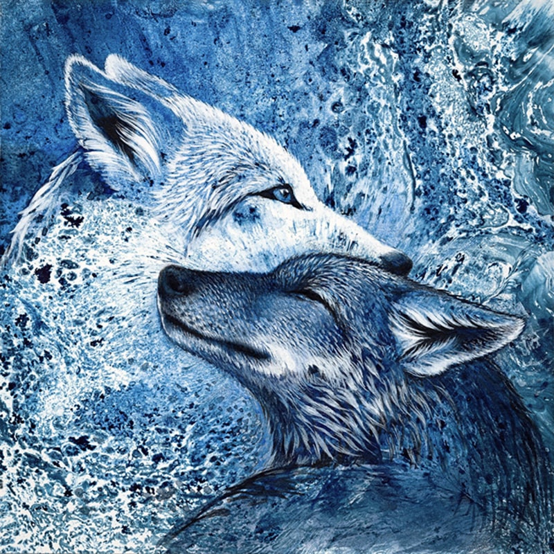 Multiple Wolves Art Wolf print, wolf painting, white wolf art print | Inspire Uplift