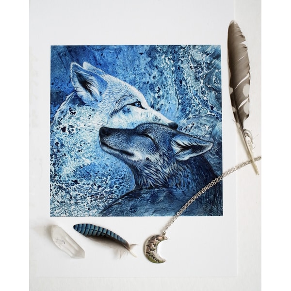 Multiple Wolves Art Wolf print, wolf painting, white wolf art print | Inspire Uplift