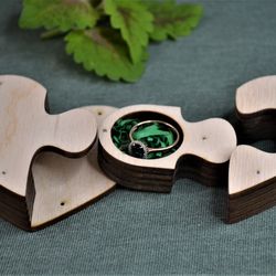 Unique Jewelry Ring Box "puzzle Heart". Ready Cdr, Dxf, Ai, Eps, Svg Laser Cut Files. undefined Cutting Plan For Laser Machines1