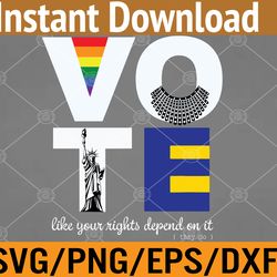 vote dissent collar statue of liberty pride flag equality svg, eps, png, dxf, digital download