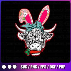 easter heifers, easter bunny cow, bunny heifer bandana, happy easter day, easter wester, cowgirl gift digital png