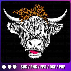 heifer sublimation design with  headand png, cool animal sublimation design download, highland cow sublimation design,