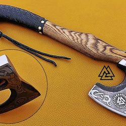 Handmade axe, hand forged axe, collector axe, Damascus axe, camping axe, gift for him, bushcraft axe, Viking axe