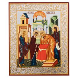 Candlemas of the Lord |  Silver and Gold foiled icon on wood |  Size: 5 1/4"x4 1/2"