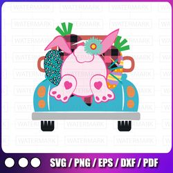 easter png, easter truck png, easter bunny sublimation, bunny clipart, easter vintage truck clipart , plaid truck png