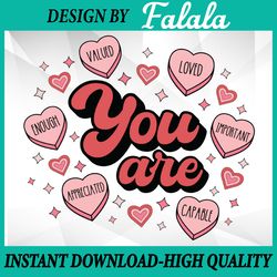 retro candy heart teacher valentine's day you are enough png, valentine day png, digital download