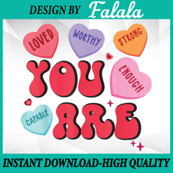 retro candy heart teacher valentine's day you enough png, valentine day png, digital download