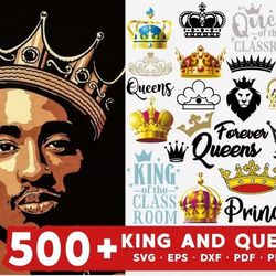500 KING AND QUEEN SVG BUNDLE - SVG, PNG, DXF, EPS, PDF Files For Print And Cricut