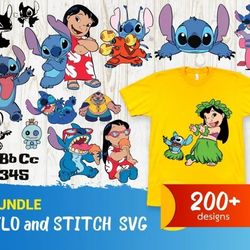 200 LILO AND STITCH SVG BUNDLE - SVG, PNG, DXF, EPS, PDF Files For Print And Cricut