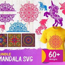 60 MANDALA SVG BUNDLE - SVG, PNG, DXF, EPS, PDF Files For Print And Cricut