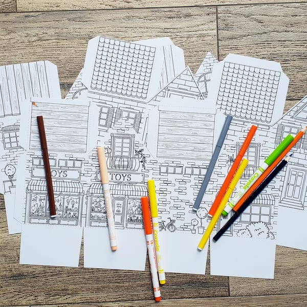7 Houses DIY Coloring Boxes Template. Vintage Craft Paper Ho - Inspire ...