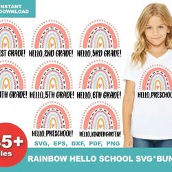 45 RAINBOW HELLO PINK SVG BUNDLE - SVG, PNG, DXF, EPS, PDF Files For Print And Cricut