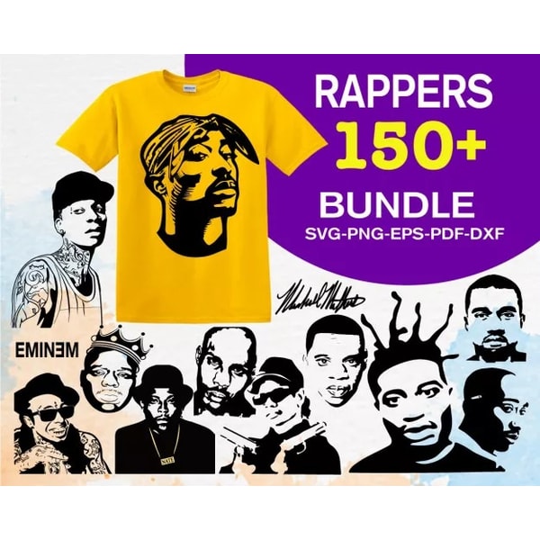 150 RAPPERS SVG BUNDLE - SVG, PNG, DXF, EPS, PDF Files For P - Inspire ...