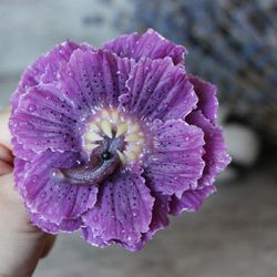 Goth jewelry Creepy flower brooch Purple toothy flower