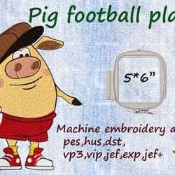 Piggy football player Embroidery Design DIGITAL EMBROIDERY