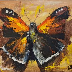 Butterfly Original Oil Painting Animals Art Home Decor