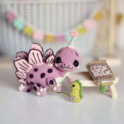Crochet pattern dinosaur Stegosaurus amigurumi toy,  PDF digital file, cute easy dinosaur  tutorial, B-day Gift for baby