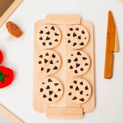 Play Cookies Set, Wooden Cookies Set, Pretend Play Food, Play Kitchen Toys, Birthday Gift for Kids, Baby Montessori Toys