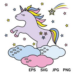 Unicorn in the clouds svg, Unicorn svg, clipart, sublimation