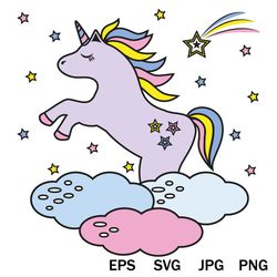 unicorn in the clouds svg, unicorn svg, clipart, sublimation