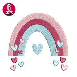 rainbow with hearts embroidery design, machine embroidery design, instant download