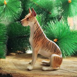 great dane figurine, brindle great danes, harlequin dane statuette ceramic