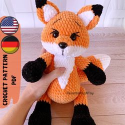 Crochet Fox plush pattern - amigurumi Digital English PDF pattern