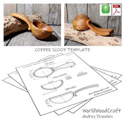 Wood spoon carving template pdf Coffee scoop carving designs Wooden scoop template printable Spoon carving patterns
