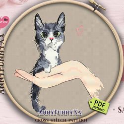 Cat cross stitch pattern PDF, kitty cross stitch, cute cat cross stitch, funny cross stitch, Animal cross stitch, pet