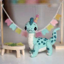 Crochet pattern dinosaur Brachiosaurus amigurumi toy, cute easy crochet  dino, diy Birthday present for baby