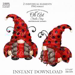 gnome ladybug clipart, cute characters. instant download. digital download. oliartstudioshop