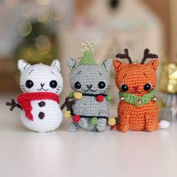Crochet CAT amigurumi pattern, 3 in1 Christmas tree toy, Pattern for begginers,  DIY Christmas decor