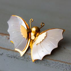 Vintage pearl butterfly brooch Luna moth pin