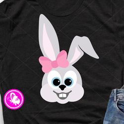 easter bunny face girl pink bow vector file svg pdf png rabbit ears hare animal clipart kids gift