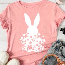 Easter Bunny Flowers and grass print svg pdf png Rabbit ears Hare Animal clipart Wall art